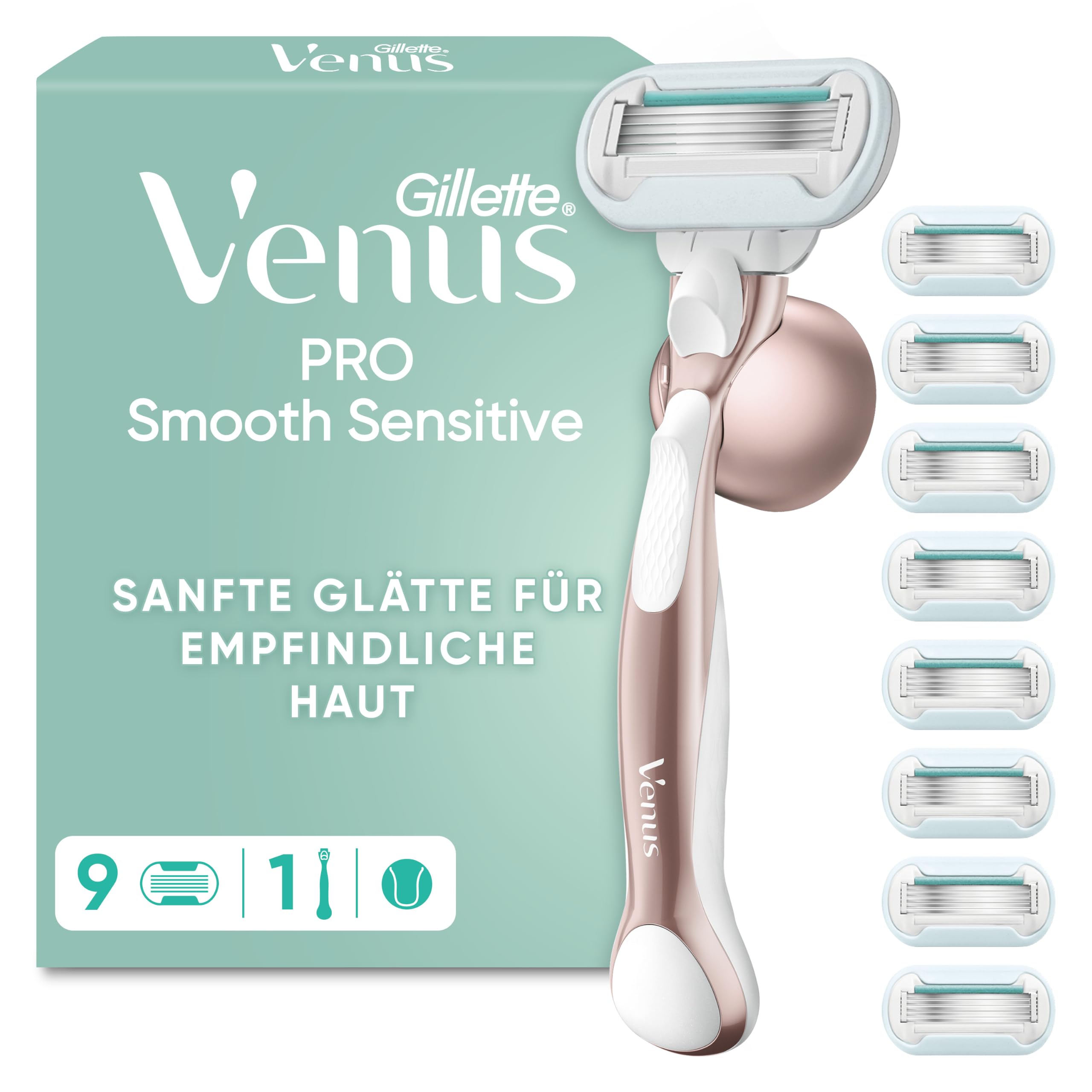 gillette-venus-pro-smooth-sensitive-rasierer-9-klingen-rosegold image 1