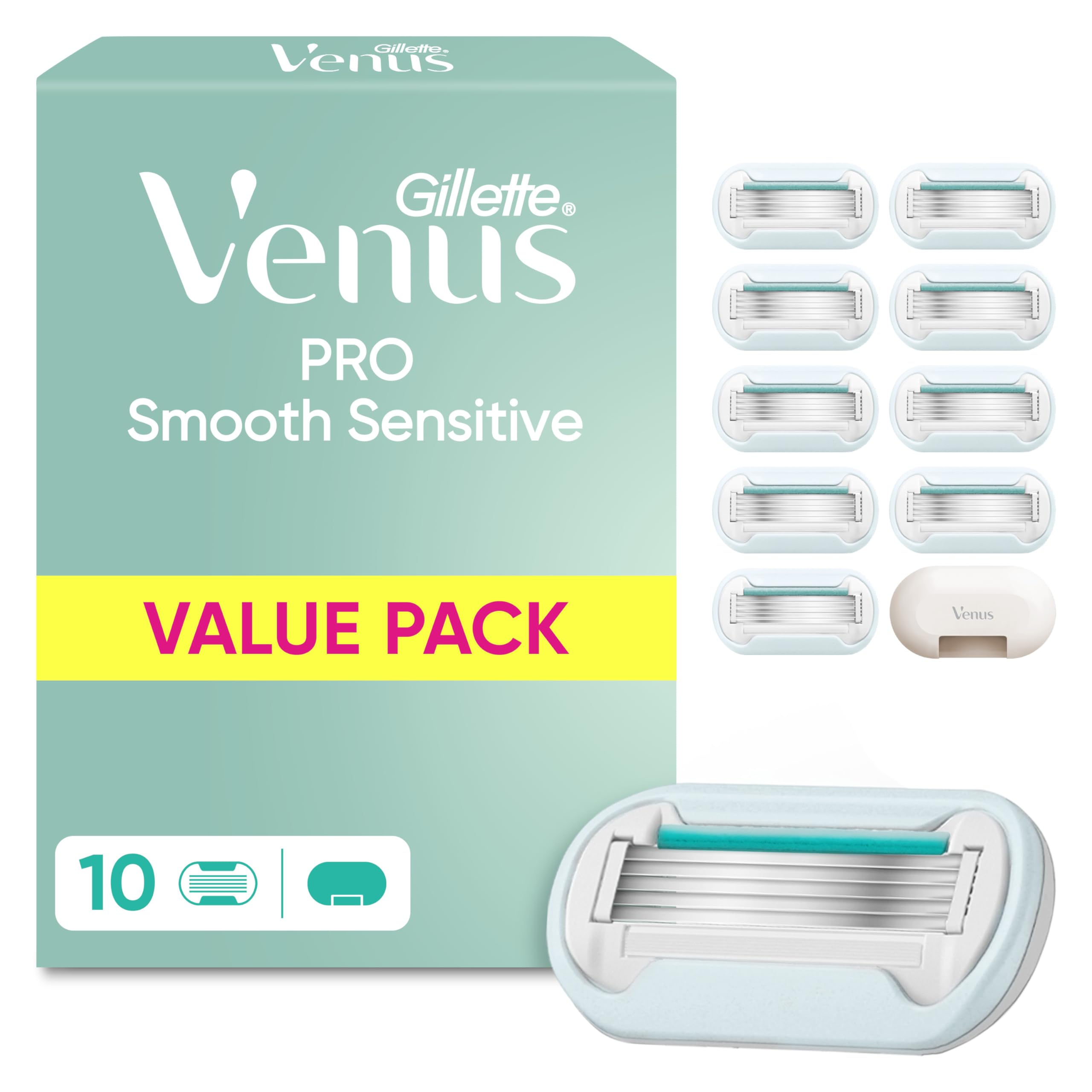 gillette-venus-pro-smooth-ersatzklingen-10er-t-rkis-sensitiv image 1
