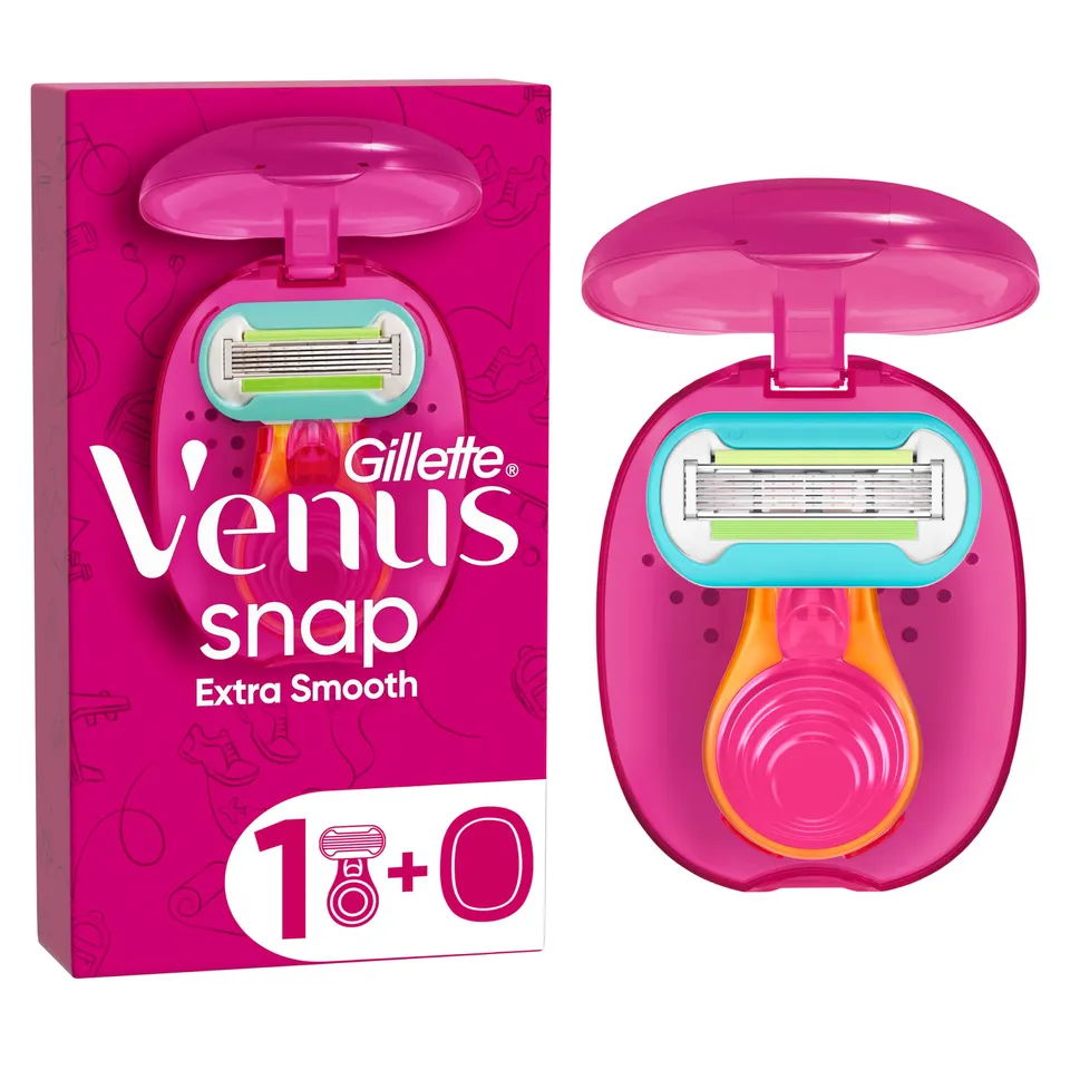 gillette-venus-extra-smooth-snap-rasierer-rosa-5-klingen-reise-etui image 1