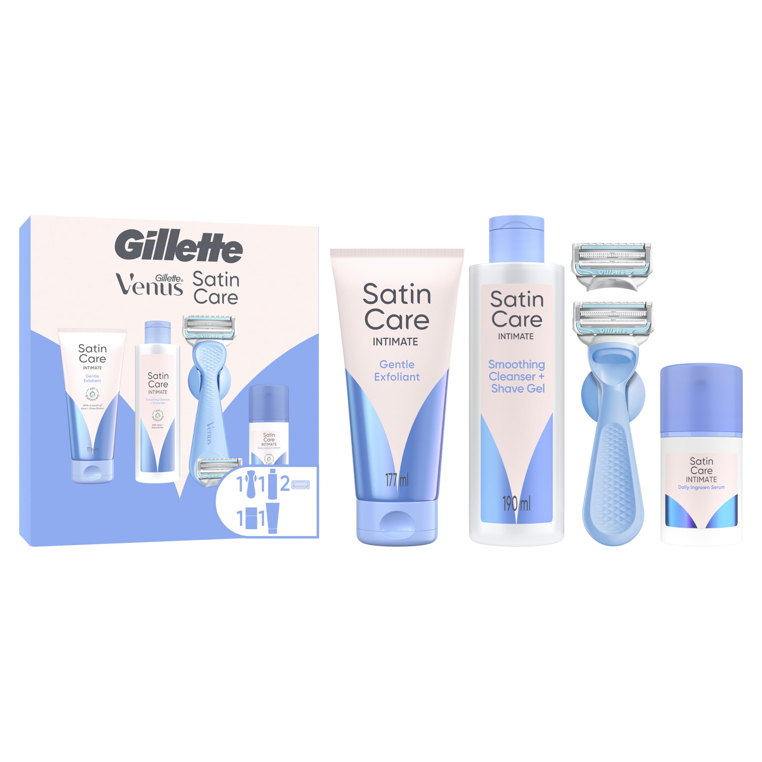 gillette-venus-intimbereich-rasierer-set-2-klingen-gel image 1