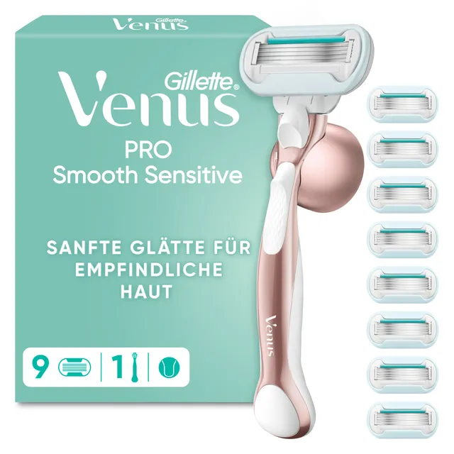 gillette-venus-pro-smooth-sensitive-rasierer-9-klingen-rosegold image 1